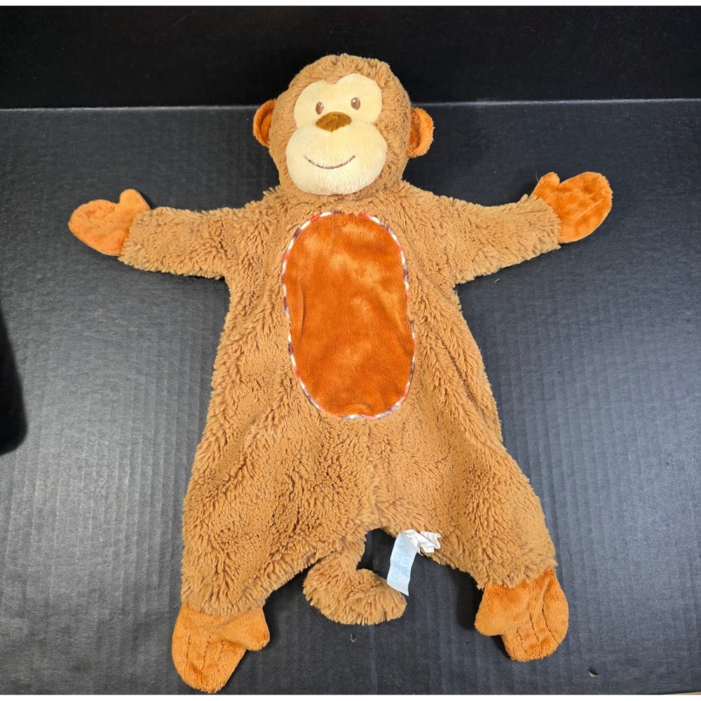 Douglas Sshlumpie Baby Monkey Plush Flat Lovey Security Blanket Brown Orange